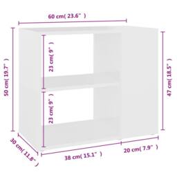 Berkfield Home Side Cabinet White 60x30x50 cm Engineered Wood - Size: 60 x 30 x 50 cm - thumbnail 6