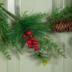 Samuel Alexander 50cm Hanging Christmas Eucalyptus Wreath with Red Berries & Pinecones - thumbnail 5
