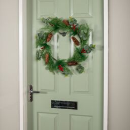 Samuel Alexander 50cm Hanging Christmas Eucalyptus Wreath with Red Berries & Pinecones - thumbnail 6
