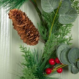 Samuel Alexander 50cm Hanging Christmas Eucalyptus Wreath with Red Berries & Pinecones - thumbnail 4