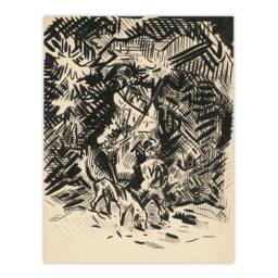 Artery8 Hunter With Child & Hound Kubincan Framed Wall Art Print in Black - Size: A3 - thumbnail 3