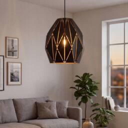 Emitto Ceiling Light Shade Pendant Metal Lampshade Easy Fit Geometric in Black - thumbnail 3
