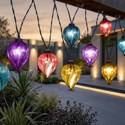 Garden Greatness Rainbow Balloon Solar String Lights