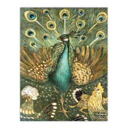 Artery8 Theo van Hoytema Framed Wall Art Print Peacock with Hens Painting in Green - Size: A4 - thumbnail 3