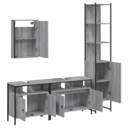 Berkfield Home Durable 4 Piece Bathroom Furniture Set Grey Sonoma Engineered Wood - thumbnail 5