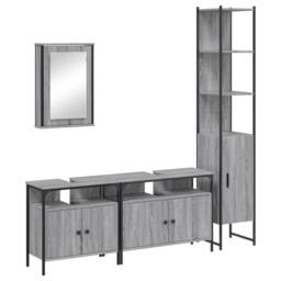 Berkfield Home Durable 4 Piece Bathroom Furniture Set Grey Sonoma Engineered Wood - thumbnail 3