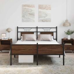 Berkfield Home Durable Bed Frame Frame Brown Oak 150x200 cm King Size Wood - thumbnail 4