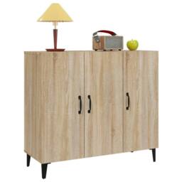 Berkfield Home Sideboard Sonoma Oak 90x34x80 cm Engineered Wood in Brown - Size: 90 x 34 x 80 cm - thumbnail 4