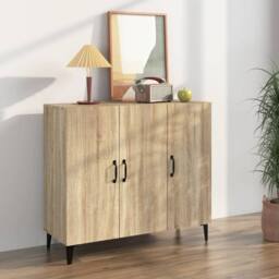 Berkfield Home Sideboard Sonoma Oak 90x34x80 cm Engineered Wood in Brown - Size: 90 x 34 x 80 cm - thumbnail 2