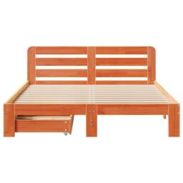 Berkfield Home Bed Frame without Mattress Wax Brown 135x190 cm Double Solid Wood Pine - thumbnail 4