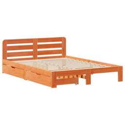 Berkfield Home Bed Frame without Mattress Wax Brown 135x190 cm Double Solid Wood Pine - thumbnail 3