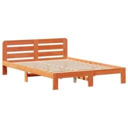Berkfield Home Bed Frame without Mattress Wax Brown 135x190 cm Double Solid Wood Pine - thumbnail 5