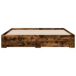 Berkfield Home Bed Frame with Drawers without Mattress Smoked Oak 200x200 cm in Brown - thumbnail 4