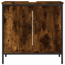 Berkfield Home Bathroom Sink Cabinet Smoked Oak 60x30x60 cm Engineered Wood in Brown - Size: 60 x 30 x 60 cm - thumbnail 5