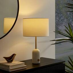 FurnitureboxUK Joceline White Marble Tall Dimmable Table Lamp - thumbnail 2