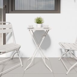 Berkfield Home Folding Garden Table White √ò50x72 cm Steel - Size: 50x72 cm - thumbnail 4