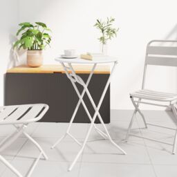 Berkfield Home Folding Garden Table White √ò50x72 cm Steel - Size: 50x72 cm - thumbnail 1