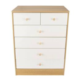 SPETLEK 5-Tier Chest of Drawers 6 Drawer Dresser Storage in White - Size: 0.6m2 - thumbnail 3