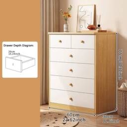 SPETLEK 5-Tier Chest of Drawers 6 Drawer Dresser Storage in White - Size: 0.6m2 - thumbnail 2