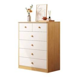 SPETLEK 5-Tier Chest of Drawers 6 Drawer Dresser Storage in White - Size: 0.6m2