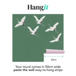 Superfresco Easy Cranes in Flight Emerald Print To Order 3m x 2.8m Mural in Green - thumbnail 3