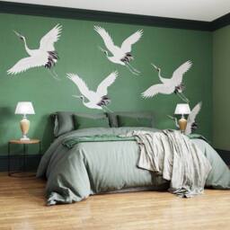 Superfresco Easy Cranes in Flight Emerald Print To Order 3m x 2.8m Mural in Green - thumbnail 1