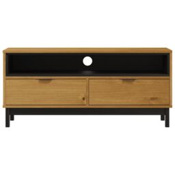 Berkfield Home TV Cabinet FLAM 110x40x50 cm Solid Wood Pine in Brown - Size: 110 x 40 x 50 cm - thumbnail 5