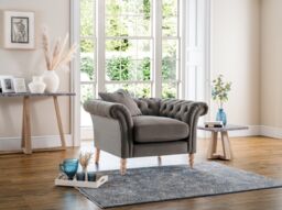 FurnitureboxUK Olivia Modern Hand Crafted Soft Touch Velvet Armchair With Wooden Frame in Grey - thumbnail 1