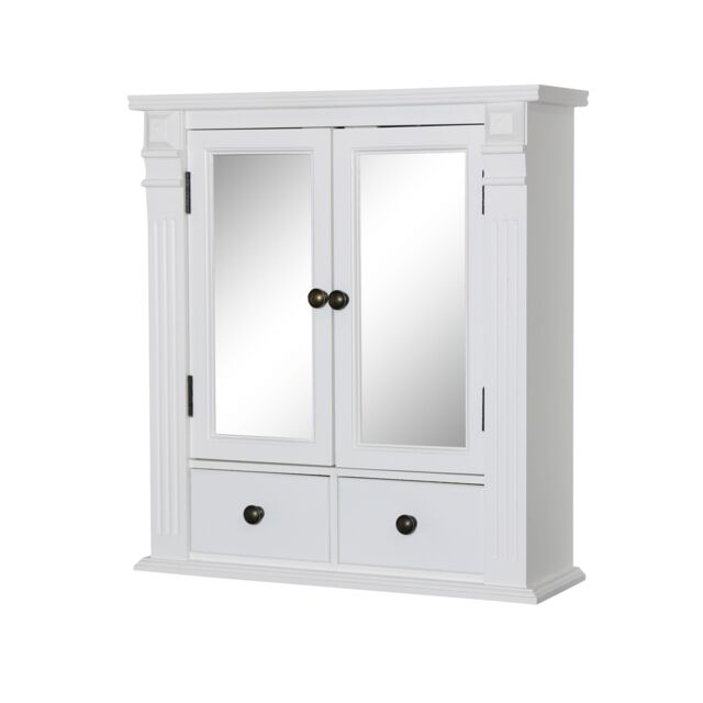 Melody Maison White Mirrored Bathroom Wall Cabinet - image 1