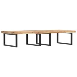 Berkfield Home Basin Shelf Wall Mounted Steel & Solid Wood Acacia in Brown - thumbnail 2