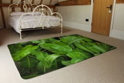 Benjamin Tate Design Abstract Background Of Dark Green Leaves Designer Rug in Natural - Size: Large - thumbnail 3