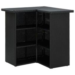 Berkfield Home Corner Bar Table Black 100x50x105 cm Poly Rattan - Size: 100 x 50 x 105 cm - thumbnail 4