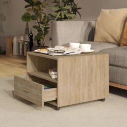 Berkfield Home Coffee Table Sonoma Oak 55x55x40 cm Engineered Wood in Brown - Size: 55 x 55 x 40 cm - thumbnail 3