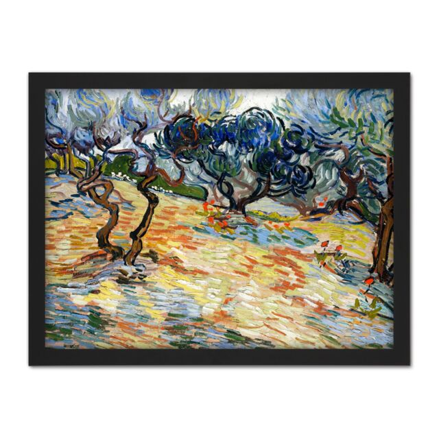 "Artery8 Wall Art Print Vincent Van Gogh Olive Trees Large Framed Wall Décor Art in White - Size: W18"" x H24""" - image 1