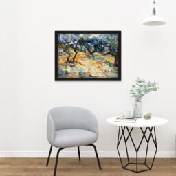 "Artery8 Wall Art Print Vincent Van Gogh Olive Trees Large Framed Wall Décor Art in White - Size: W18"" x H24""" - thumbnail 2