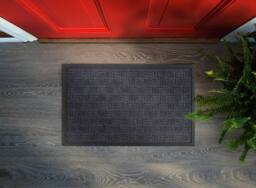 Esselle Millbrook Backed Polypropylene Mat Cross Embossed Mat in Grey - Size: 45 cm x 75 cm - thumbnail 2