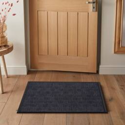 Esselle Millbrook Backed Polypropylene Mat Cross Embossed Mat in Grey - Size: 45 cm x 75 cm - thumbnail 3