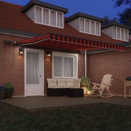 Berkfield Home Manual Retractable Awning with LED Orange & Brown 400x300 cm