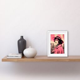 "Artery8 Wall Art Print Retro Aesthetic Vintage Fashion Pink Cityscape Artwork Framed 9X7 Inch in White - Size: W7"" x H9""" - thumbnail 2