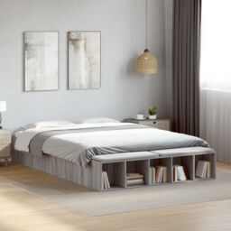 Berkfield Home Bed Frame without Mattress Grey Sonoma 150x200 cm King Size - thumbnail 1
