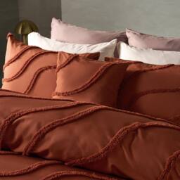 OHS Tufted Contour Bedding Set Duvet Cover with Pillowcase in Burnt Orange - Size: Single - thumbnail 2