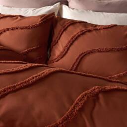 OHS Tufted Contour Bedding Set Duvet Cover with Pillowcase in Burnt Orange - Size: Single - thumbnail 4