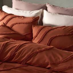 OHS Tufted Contour Bedding Set Duvet Cover with Pillowcase in Burnt Orange - Size: Single - thumbnail 3