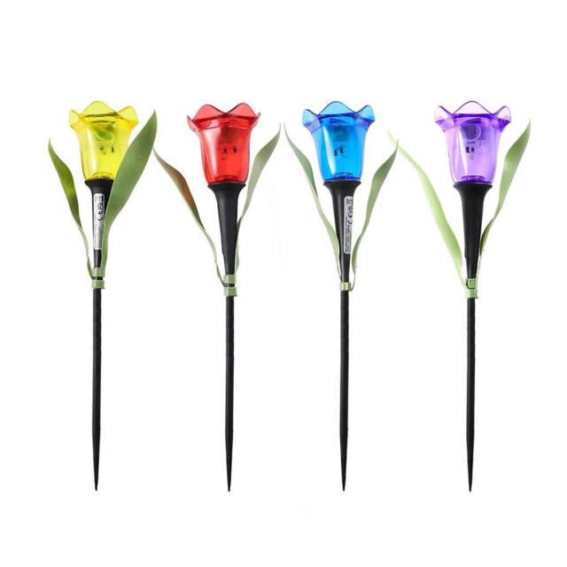 Voltico Set of 4 Solar Tulip Stake Lights Bright White LED - Size: 4 Pack - image 1