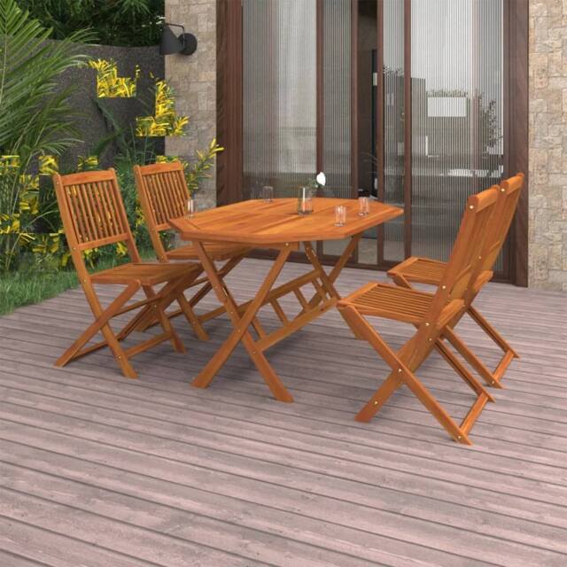 Berkfield Home 5 Piece Garden Dining Set Solid Acacia Wood in Brown - image 1