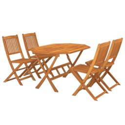 Berkfield Home 5 Piece Garden Dining Set Solid Acacia Wood in Brown - thumbnail 2
