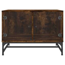 Berkfield Home Coffee Table with Glass Doors Smoked Oak 68.5x50x50 cm in Brown - thumbnail 5