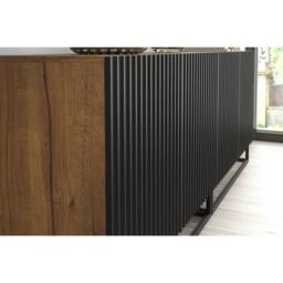 Creative Furniture Ripple Duo Sideboard 200cm - Oak & Black Fluted Doors in Dark Brown - thumbnail 5
