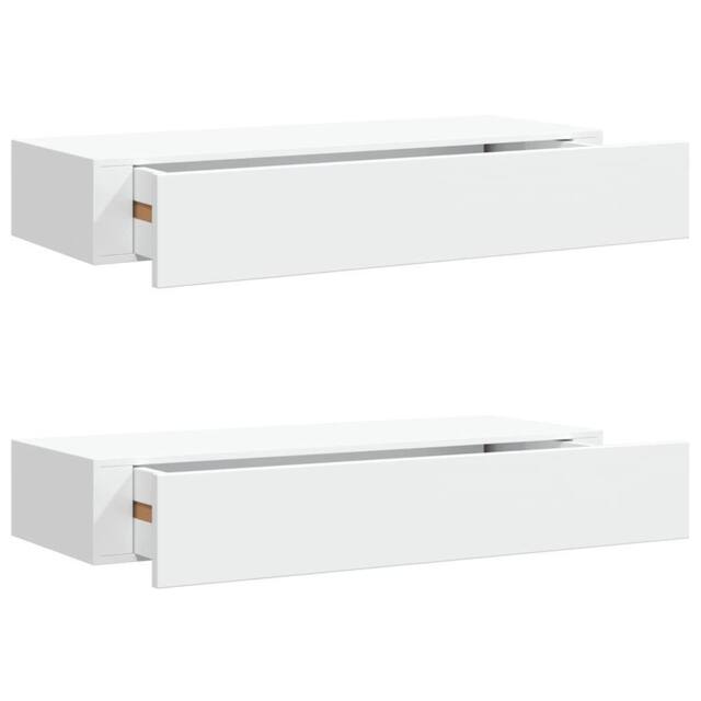 Berkfield Home Wall-mounted Drawer Shelves 2 pcs White 60x23.5x10cm MDF - Size: 60x23.5x10 cm - image 1