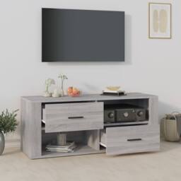 Berkfield Home TV Cabinet Grey Sonoma 100x35x40 cm Engineered Wood - Size: 100 x 35 x 40 cm - thumbnail 1
